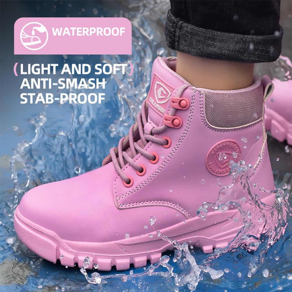 Steel Toe Boots for Women Wateproof Safety Shoes Men Lightweight Composite Toe Boots Leather Construction Steel work Shoes
