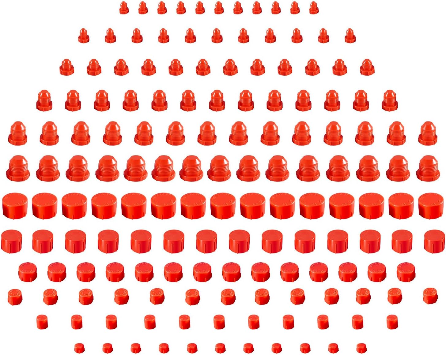 150 Plastic Caps and Plugs Automotive Plug and Cap Kit Red Plastic Servicing Fluid Lines Seals Hoses and Blocks Out Dirt, Kit Contains Multiple Fitting Cap Sizes