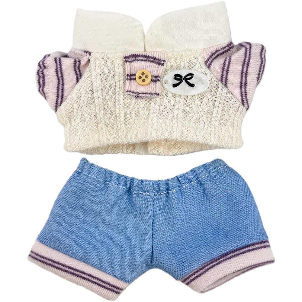 niannyyhouse Plush Doll Clothes Sweater Jeans, 10cm-15cm Stuffed Animals Dress Up Accessories (Pink+Blue)