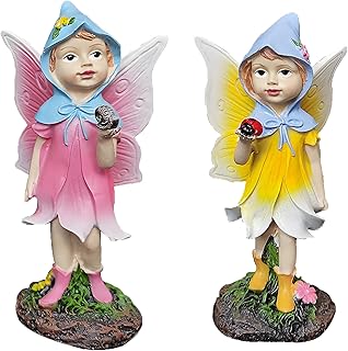 MUAMAX Fairy Garden Fairies Figurines Set of 2 Flower Fairies Miniature Fairy Figurines Enchanted Ornaments for Fairy Garden Decorations Gifts