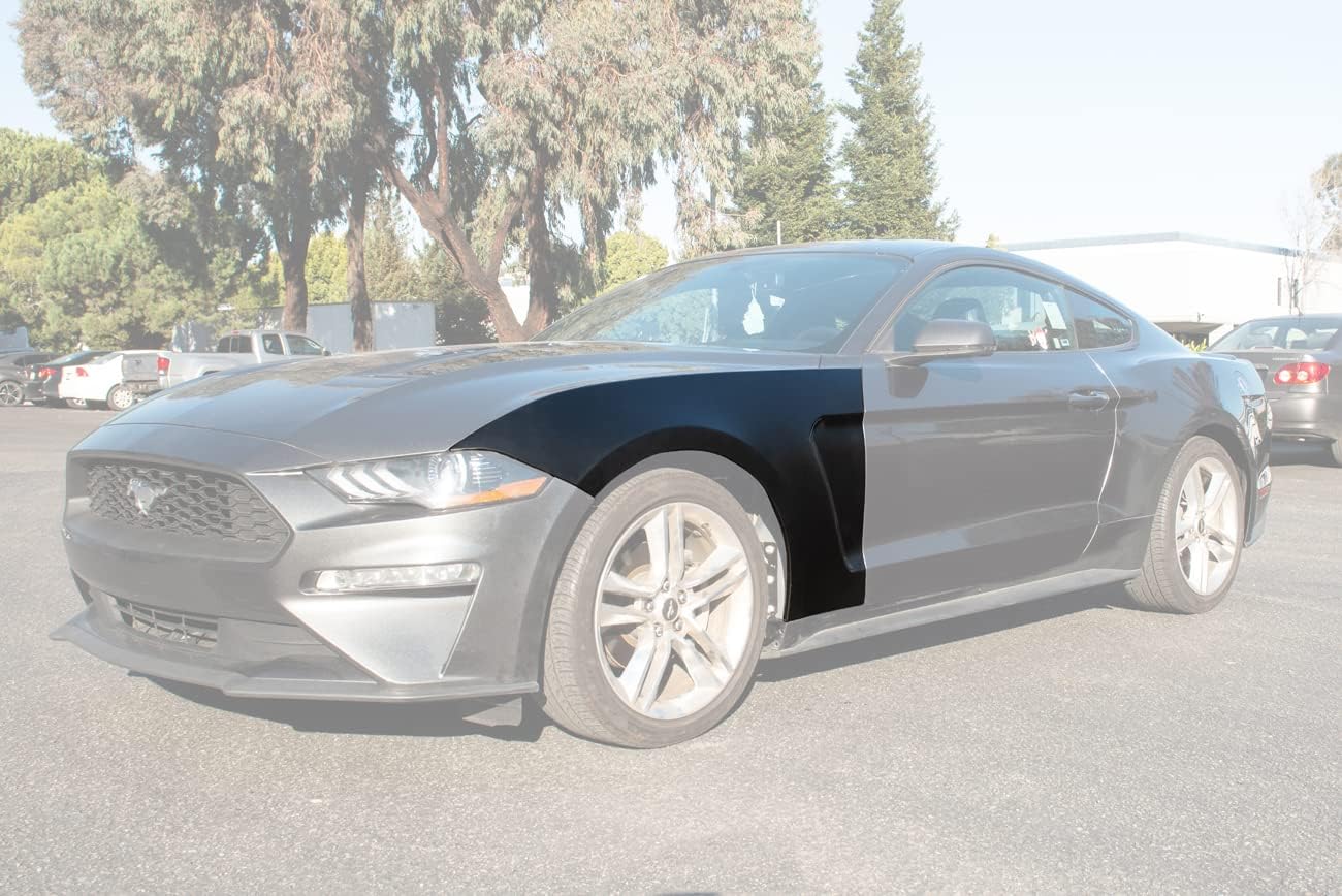 Replacement For 2018-2023 Ford Mustang | GT350 Style Steel - Matte Black Replacement Side Scoop Vented Wheel Trim Fender Pair