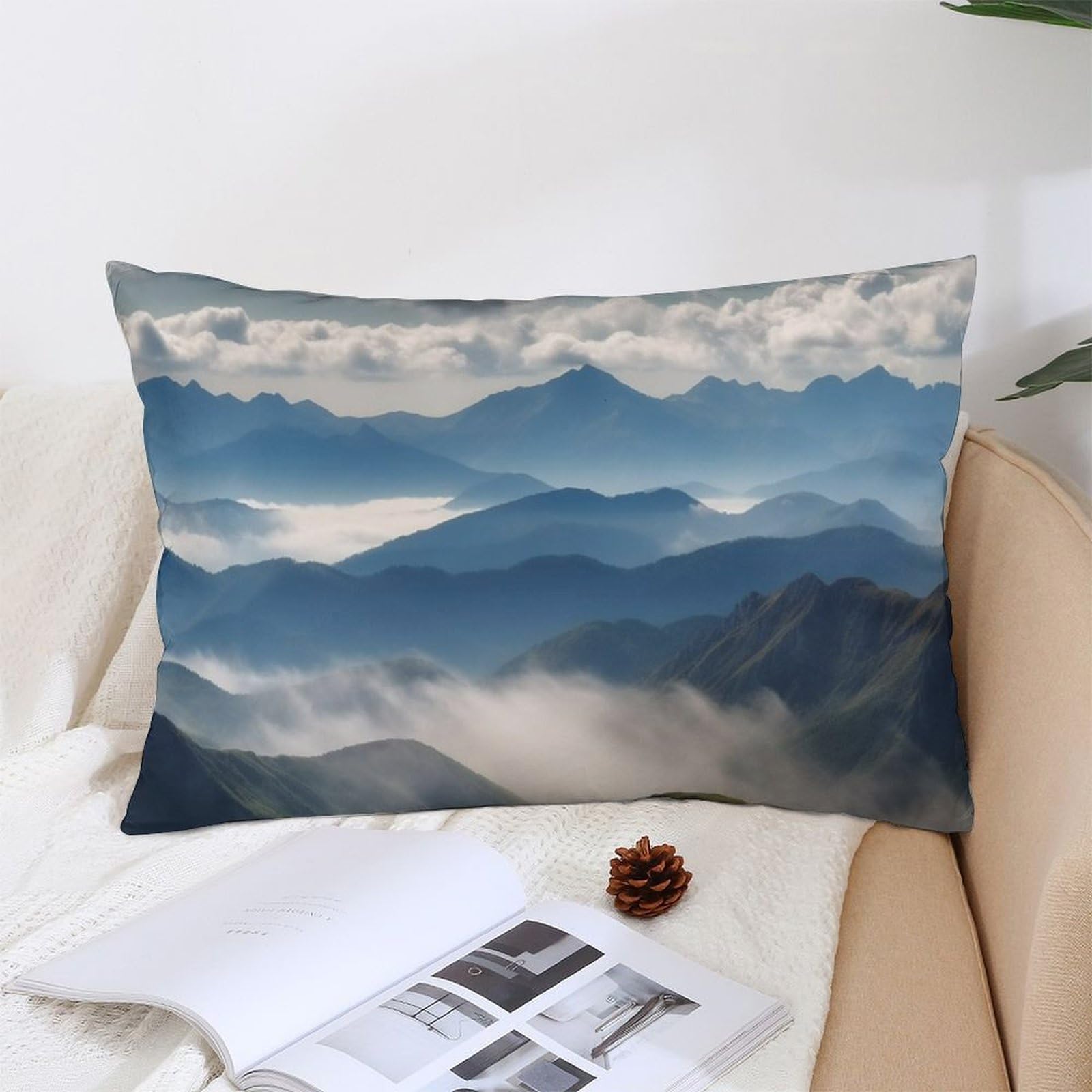 NTVOWPZO Decoration Throw Pillow Covers 12 "x20 Pillowcases Covers Landscape with Mountains and Clouds Soft Pillowcases Modern Farmhouse Home Decor Sofa Cushions Covers for Couch Bed Living Room
