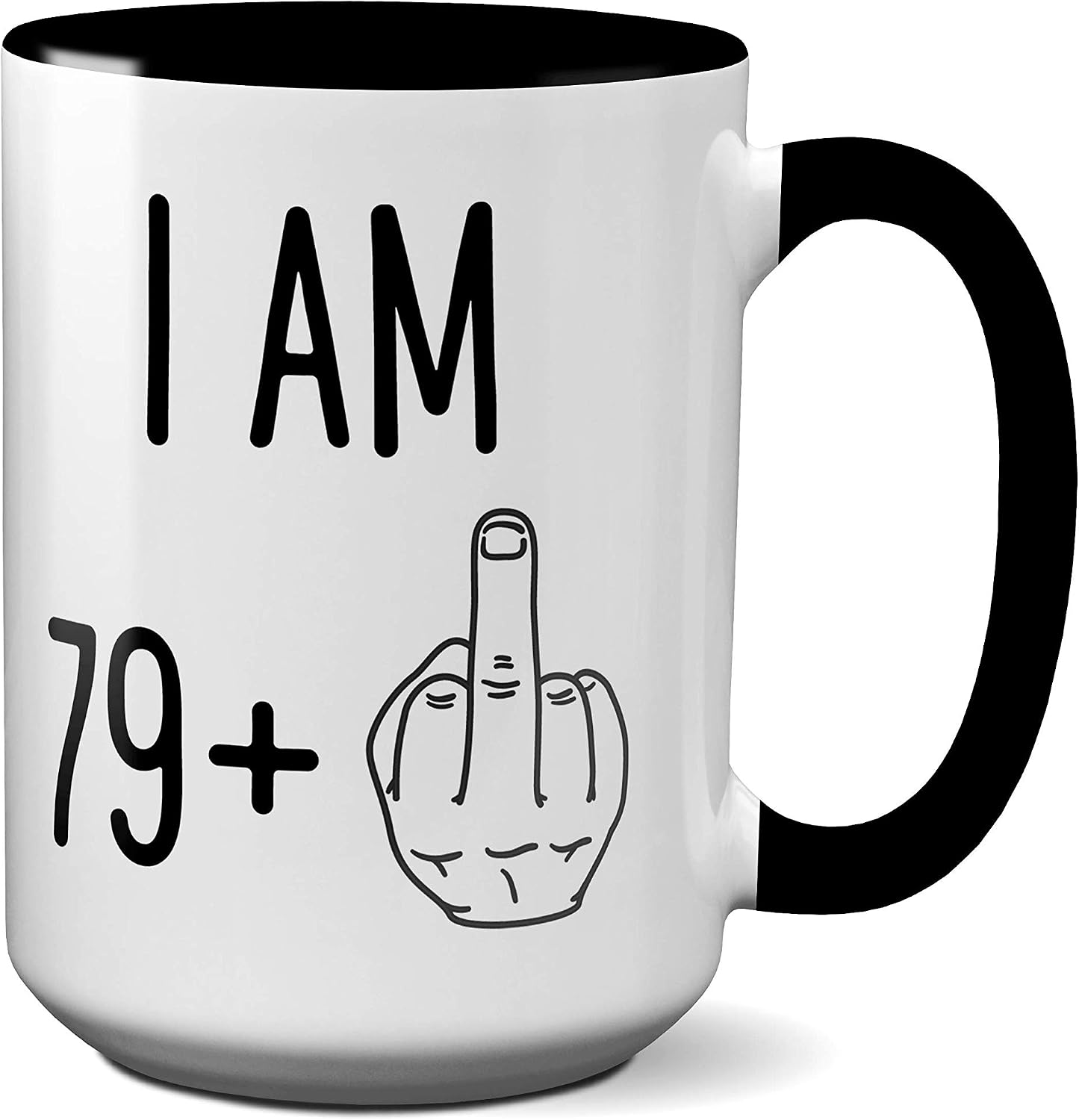 Ransalex Funny 80th Birthday Gift for Women or Men | Turning 80 Years Old Birthday Coffee Mug | Gag Novelty Cup | Eightieth Anniversary | Adult Birthday (15oz, black handle/inner)