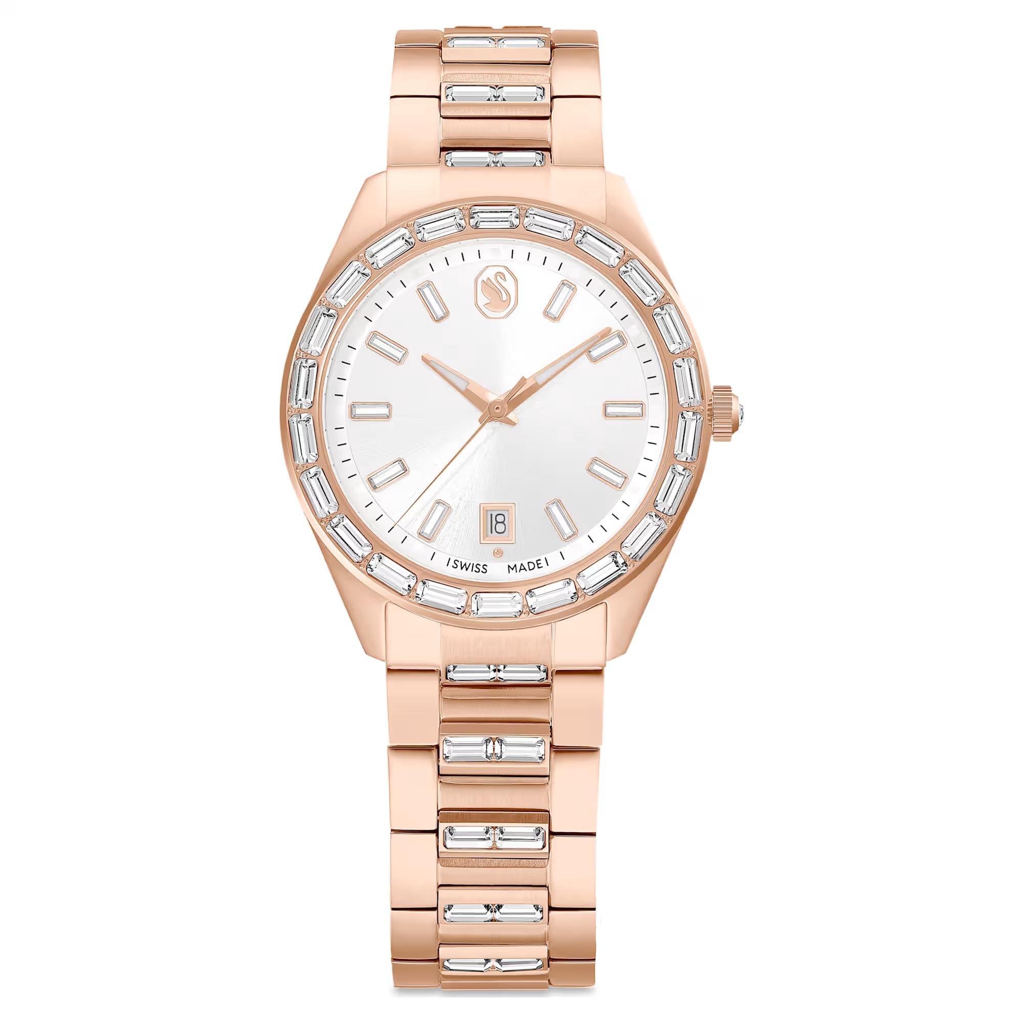 Swarovski Orologio Matrix date, Fabbricato in Svizzera, Bracciale di metallo, Tono oro rosa, Finitura in tono oro rosa