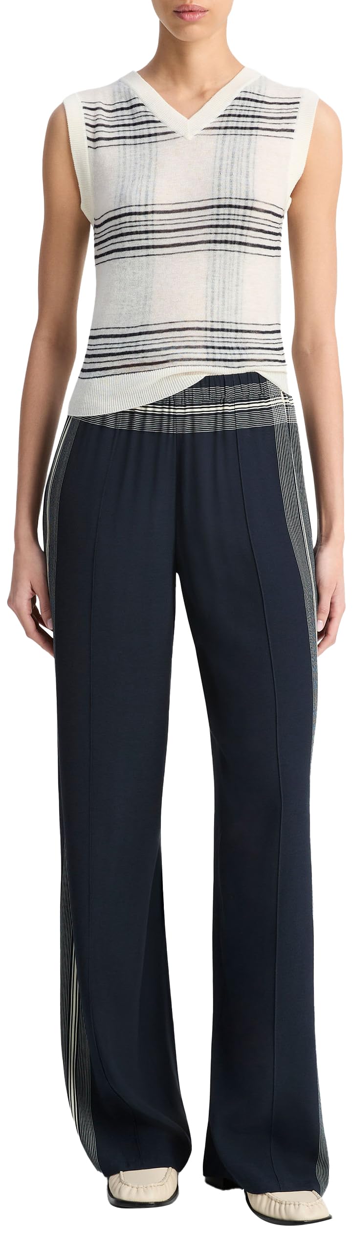 Pantalon Vince confortable sans fermeture, coupe flatteuse à rayures - 4