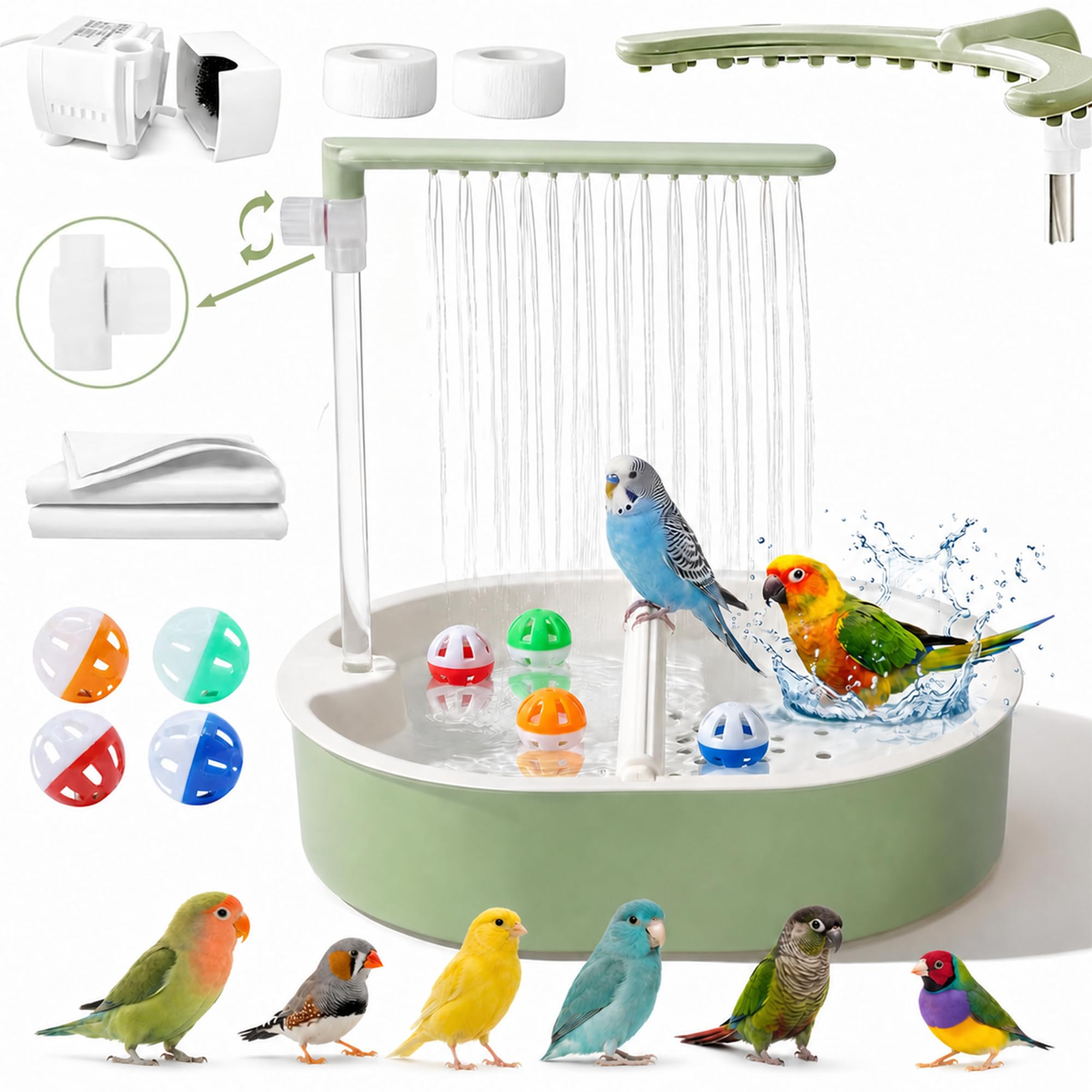 View 1 of [DAMAGED] Kinaurexis Bird Automatic Bath Shower Fountain