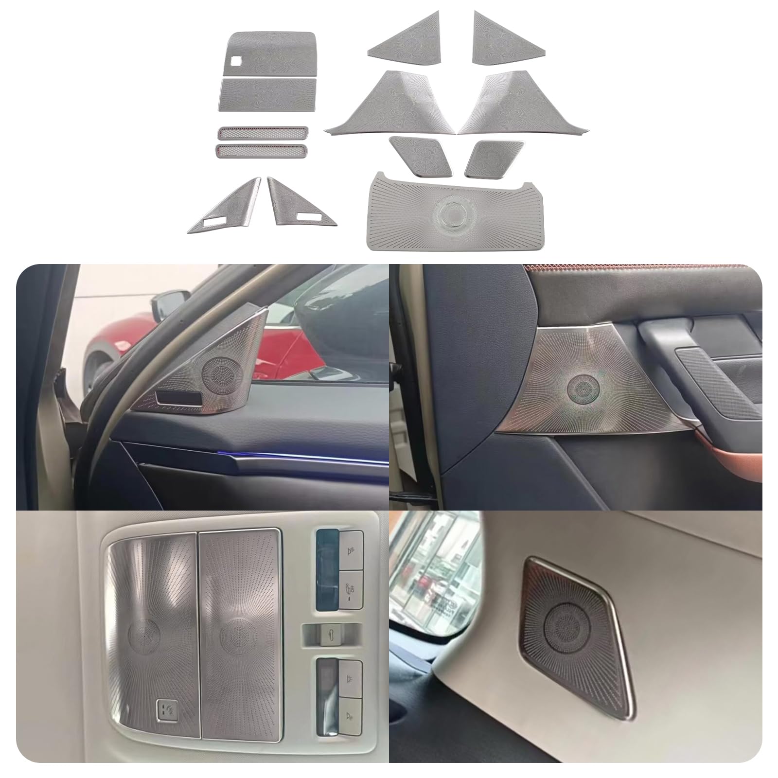 KELEIMAI Car Accessories Fit For Mazda CX50 CX-50 2023 2023 2025 Interior Car body & Door air outlet audio cover Trim (Silver Titanium) 13PCS Stainless Steel