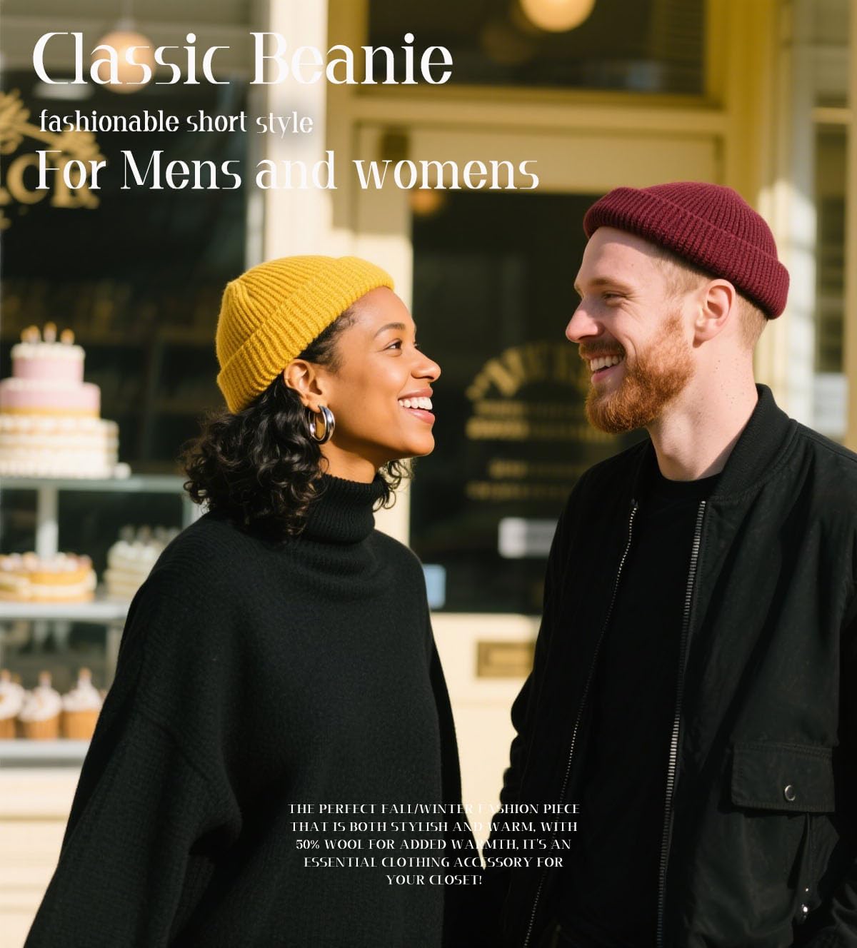 Wool Fisherman Beanies for Men Women, Short Knit Fall Winter Warm Beanie, Watch Cap, Cuffed Trawler Hats, Skull Caps - Image 3