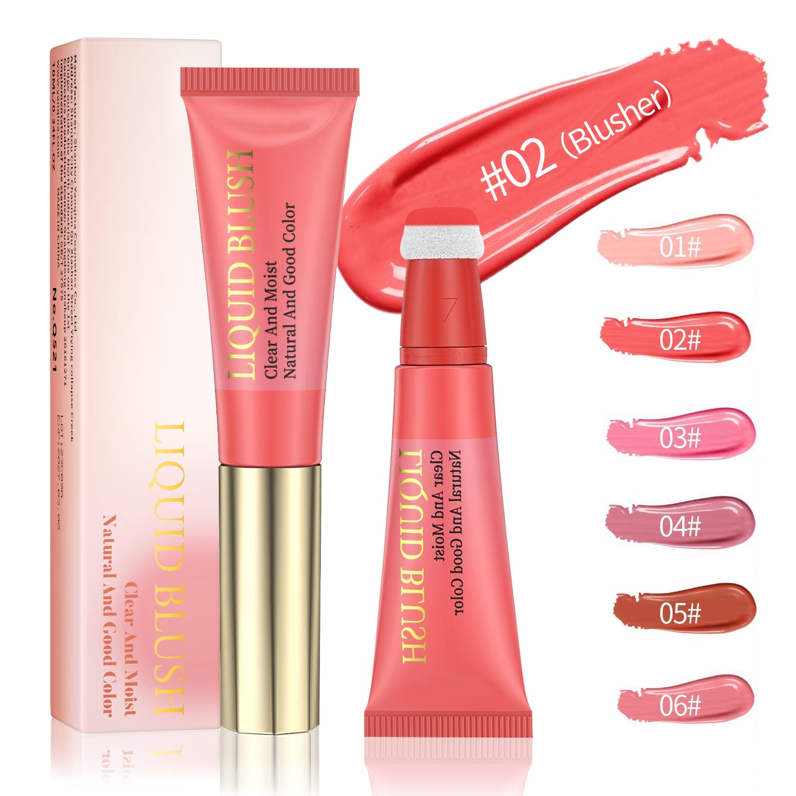 Colorete Liquido Blush Ilumina El Tono De La piel, Matte Liquid Blush Blush Stick Blush Cream Lápiz de colorete hidratante Ligero, De Aspecto Natural, Suave (#02)