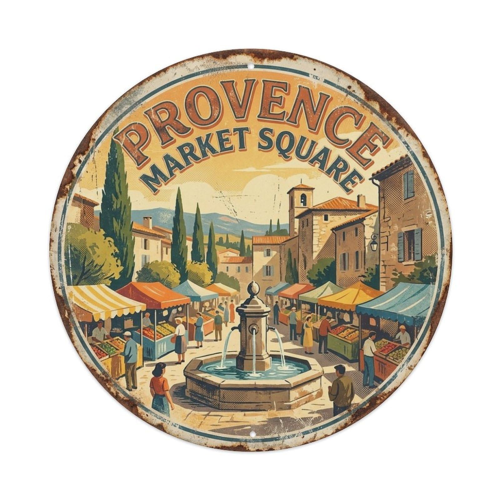 Culinary Travel Market Square French Provence Metal Tin Sign
