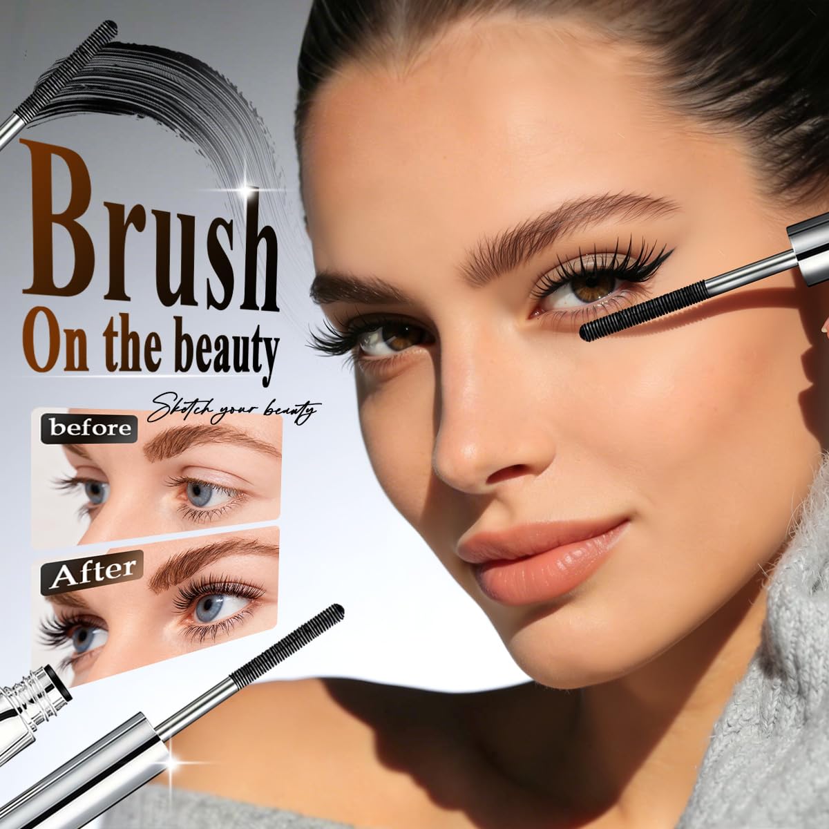 Eyelash Primer, 2026 New Waterproof Curling Mascara, Tubular Eyelash Primer for Women, Black Natural and Non-Smudged Mascara for Daily Use (Black 2Pcs) - Image 2