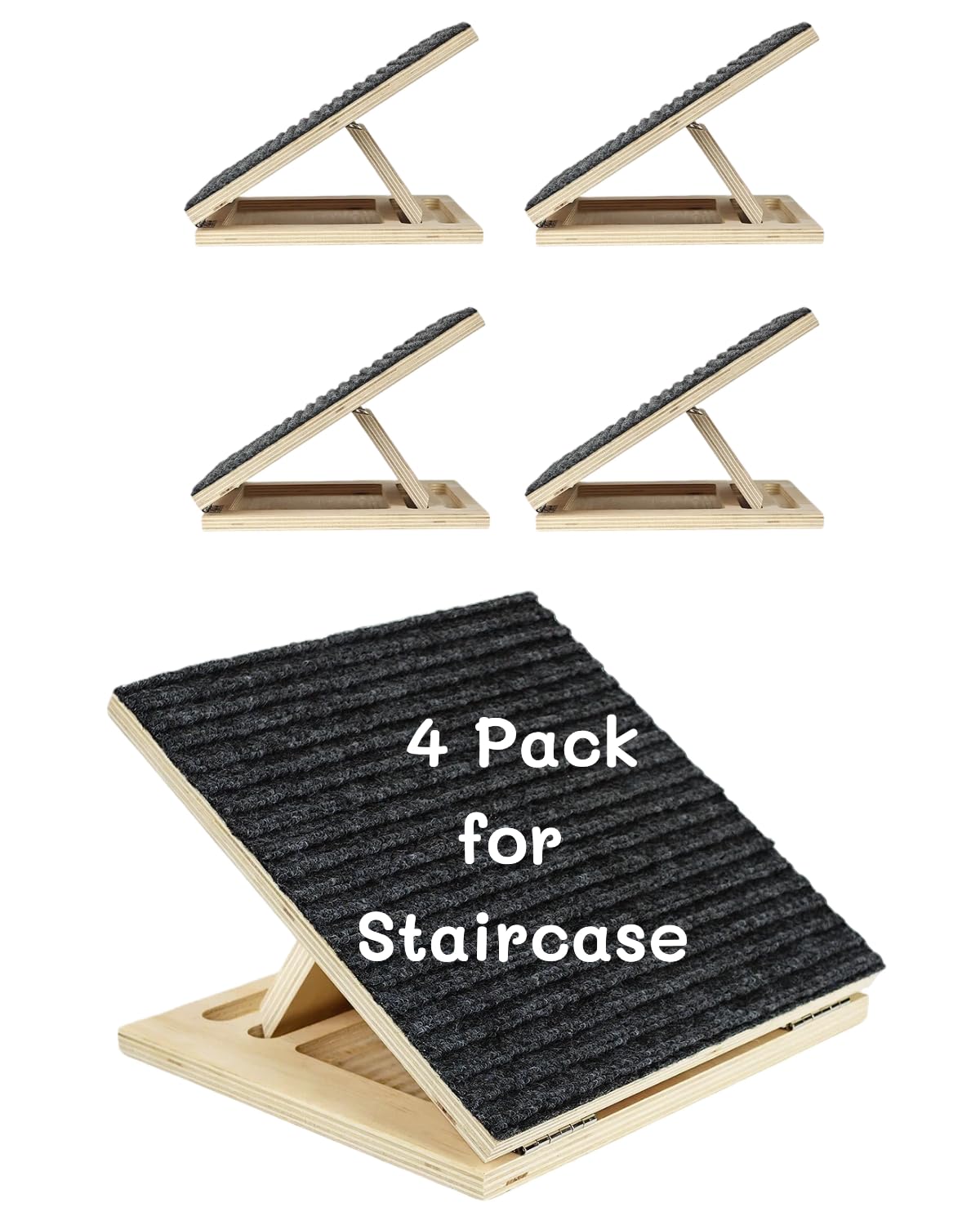 Photo 1 of Foldable Wooden Dog Ramp for Stairs, Non-Slip Pet Ramps for Staircase, 4 Pack for Small and Senior Dogs and Cats, Step and Stair for Injured and Elderly Pets (11.8in)