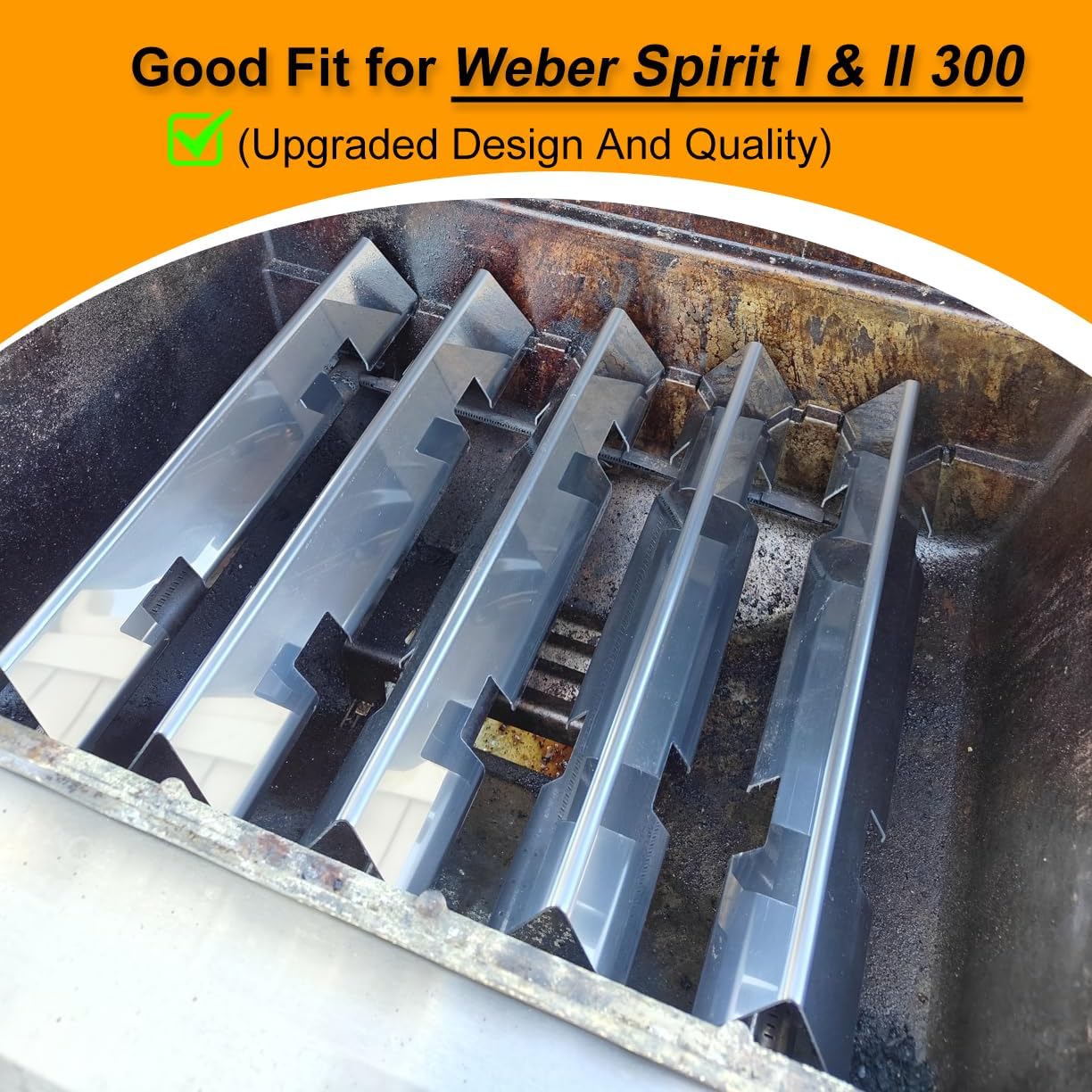 15.3 inch Flavorizer Bars + 17.4 x 11.9 Inch Grill Grates, Bundle for Weber Spirit E310 E320 S310 S320 SP330, for Weber 7525 and 7636