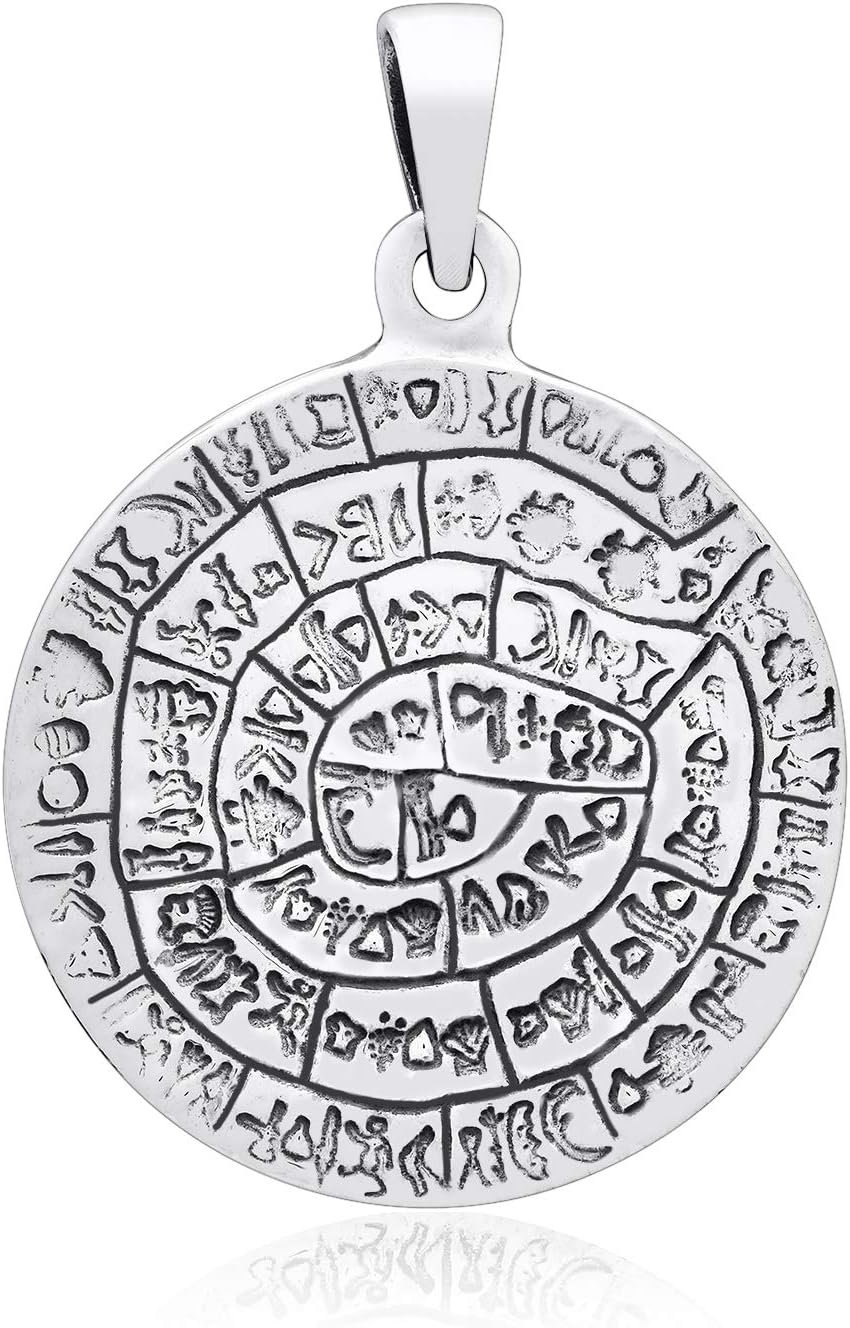 925 Sterling Silver Phaistos Disk Ancient Greece Minoan Period Crete Pendant