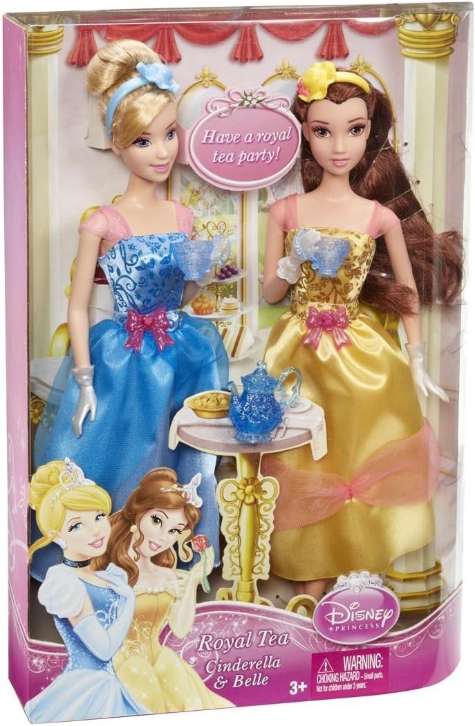 Mattel Disney Princess Tea Time Belle and Cinderella Doll Gift Set