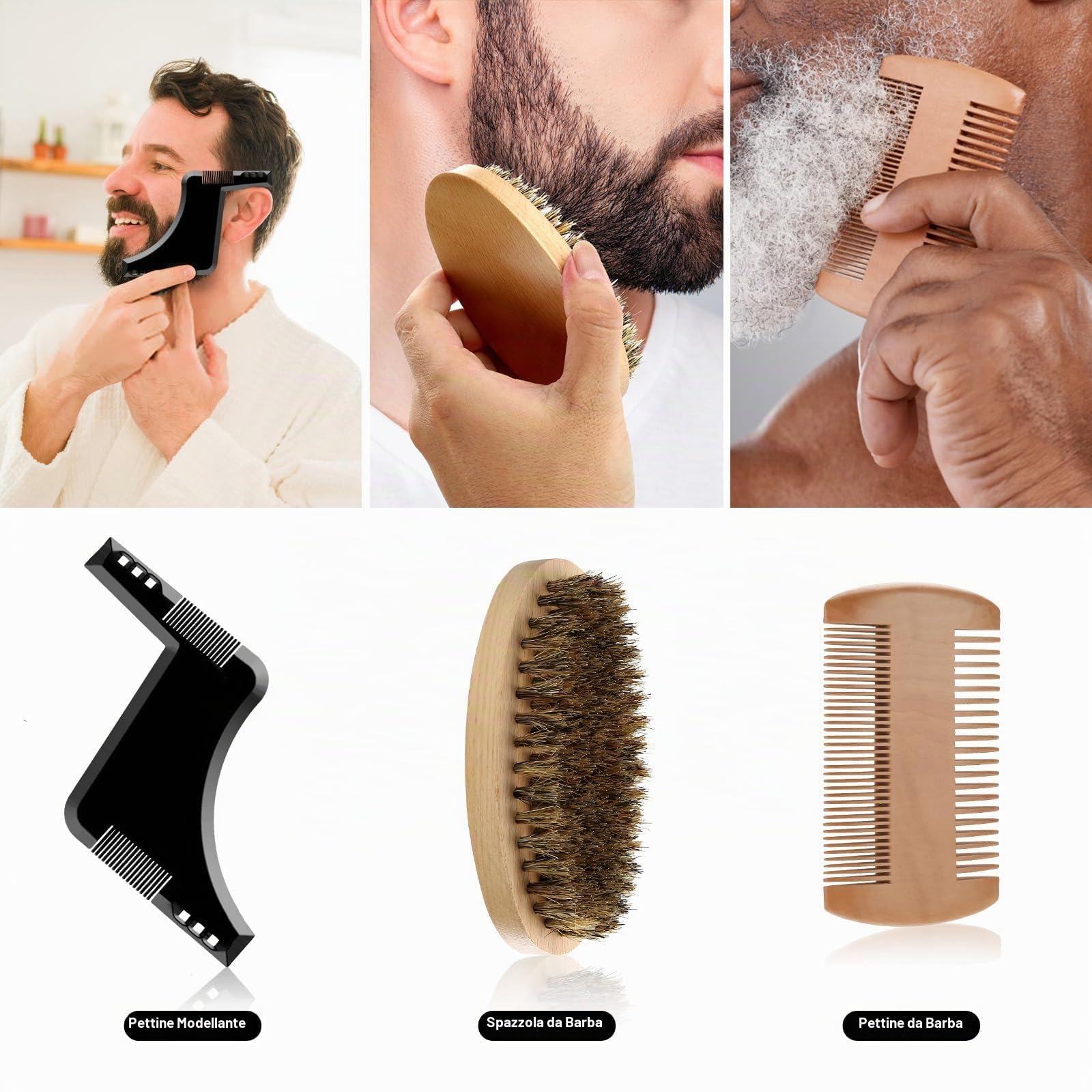 Exreizst Kit Barba per Uomo,Regalo Cura della barba Uomo Completo Professionale per Marito Papà -con2Olio per la crescita della barba, balsamo, pennello, pettine,sapone barba, custodia regalo uomo