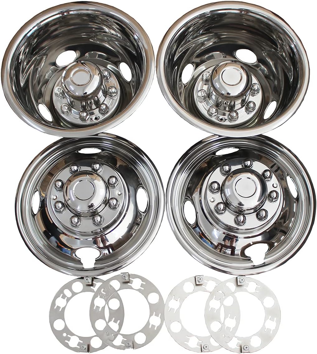 16 Inch Stainless Steel Wheel Simulators Full Kits for Most of Chevy GMC Ford Dodge Truck Pick Up Van Dually Wheels