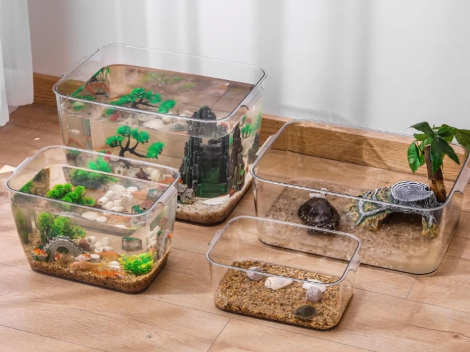 Amazon | Jirrtco金魚鉢,水槽 プラスチック 大型,透明魚ボウルアクリル