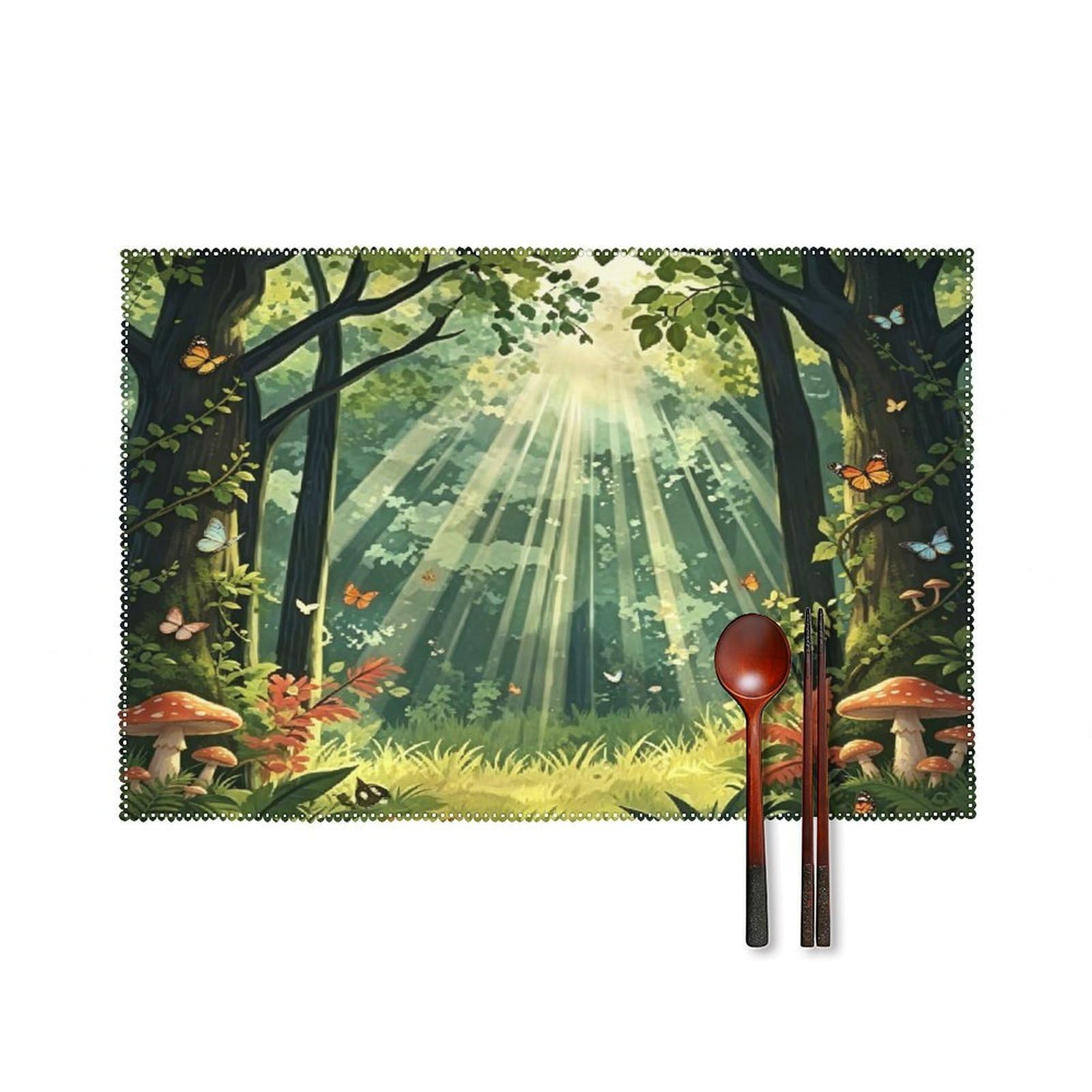 Fekiloot Style Forest Placemats Set Of 6,Table Mat