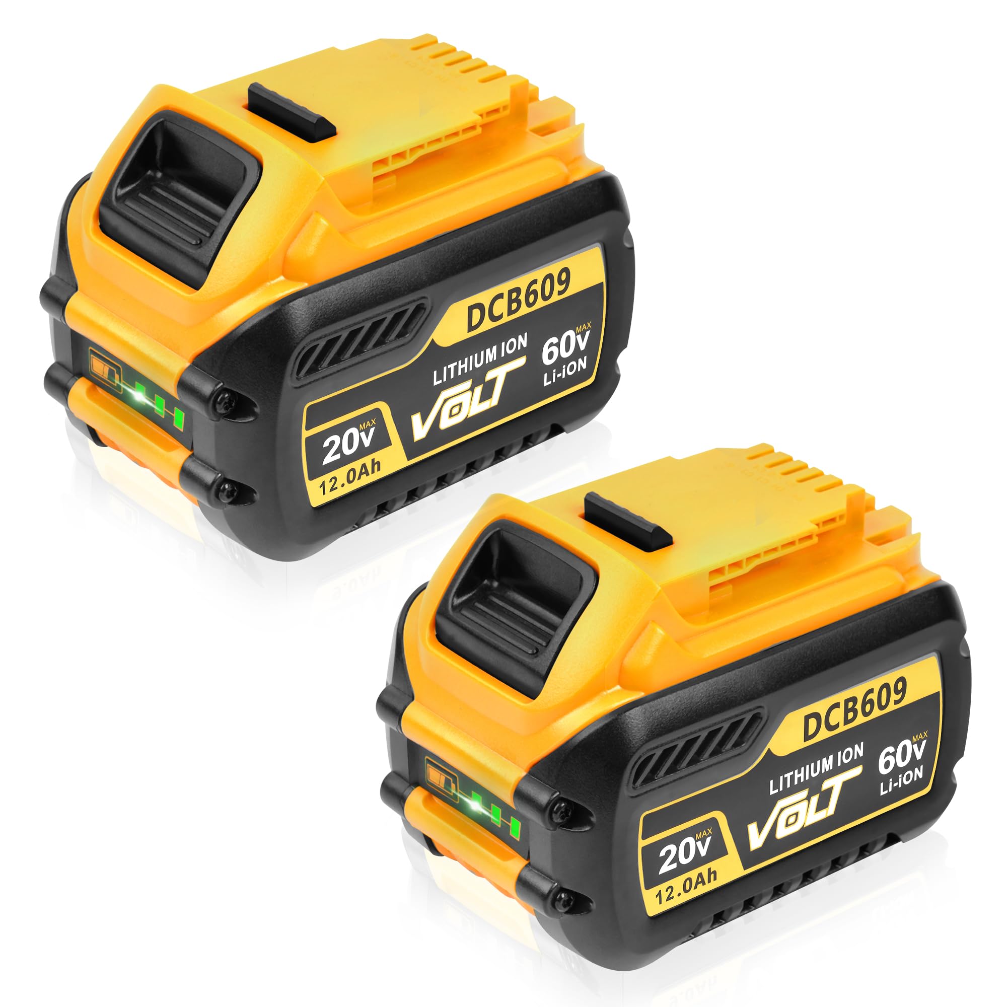 2-Pack 12 0Ah Replacement Battery for DeWalt FlexVolt 20V 60V Max Compatible with DCB606 DCB609 DCB612 DCB200 DCB205