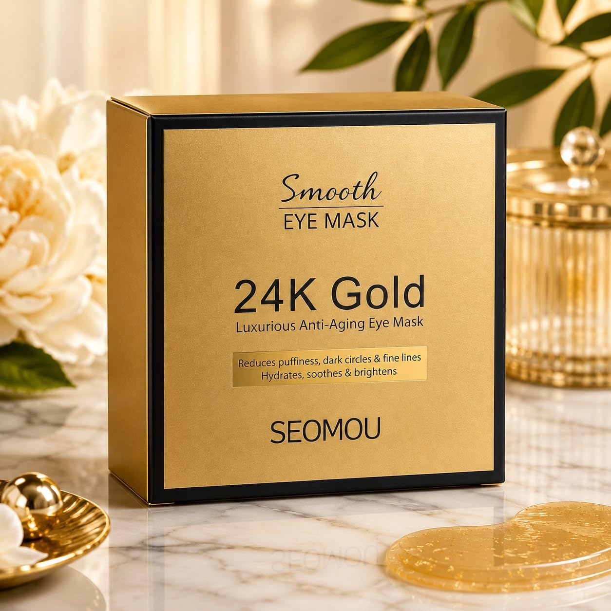 Smooth 24K Gold Eye Mask with Collagen & Aloe Vera, 60 Pcs | Reduces Dark Circles, Anti-Aging Formula, Hydrates & Moisturises, For All Skin Types, 30 Pairs-image-27