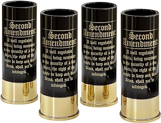 drinking glass- Set of 4 12 GA shot Glass with 2nd Amendment-Birthday Gift Ideas for Mens