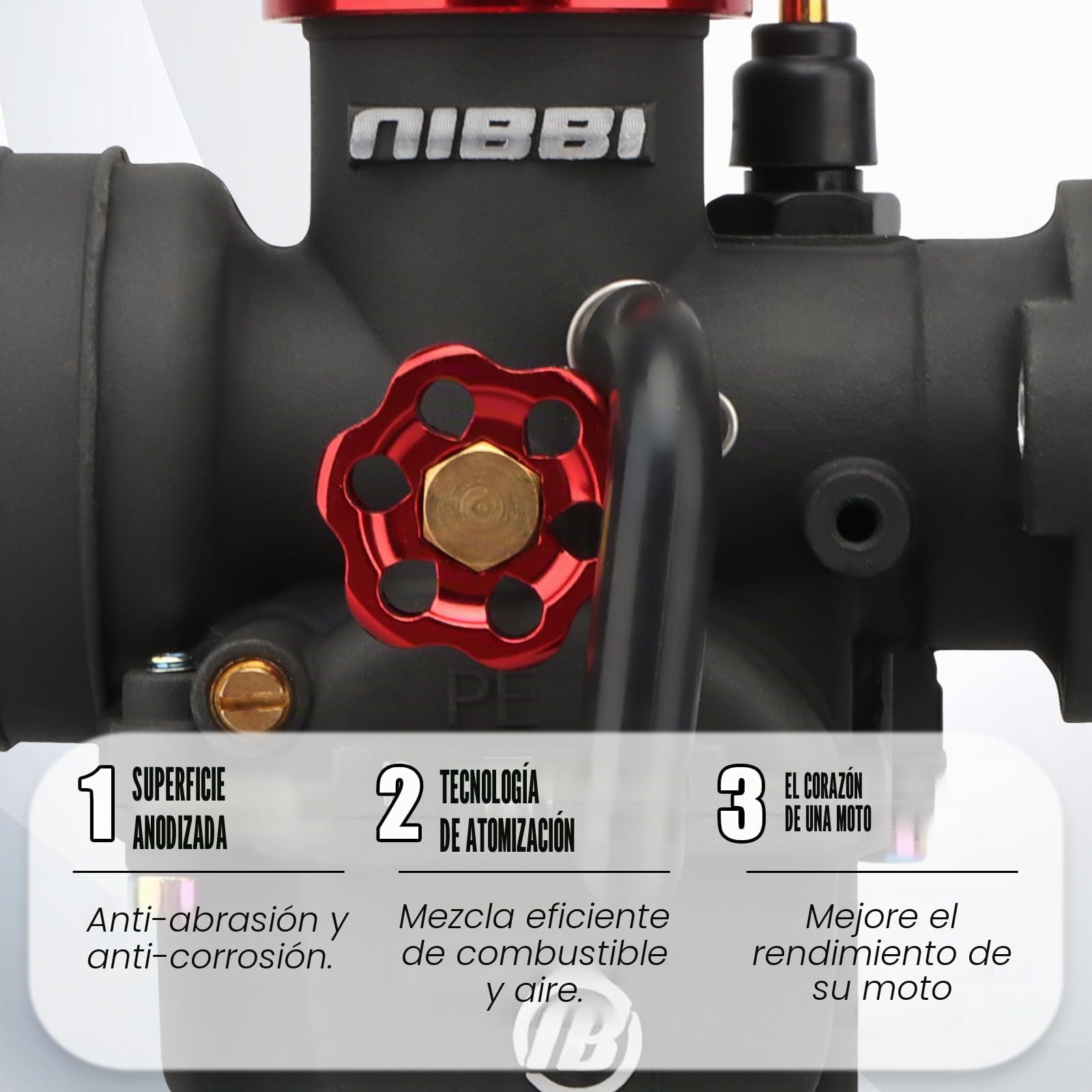 NIBBI PE 26mm Carburador Alto Rendimiento para Motos 150cc-200cc con 3 Boquillas un Inyección Piloto y Revestimiento Protector Apto para Cross, Dirt Bike, ATV, Motocross, Pit Bike, Mini GP
