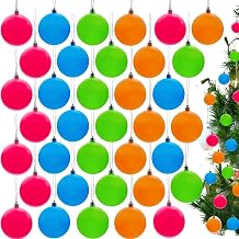 Christmas Ball Ornaments, Neon Color Shatterproof Christmas Tree Ornaments Ball Set, Plastic Holiday Tree Decorations 36 Pcs, 1.57 Inch