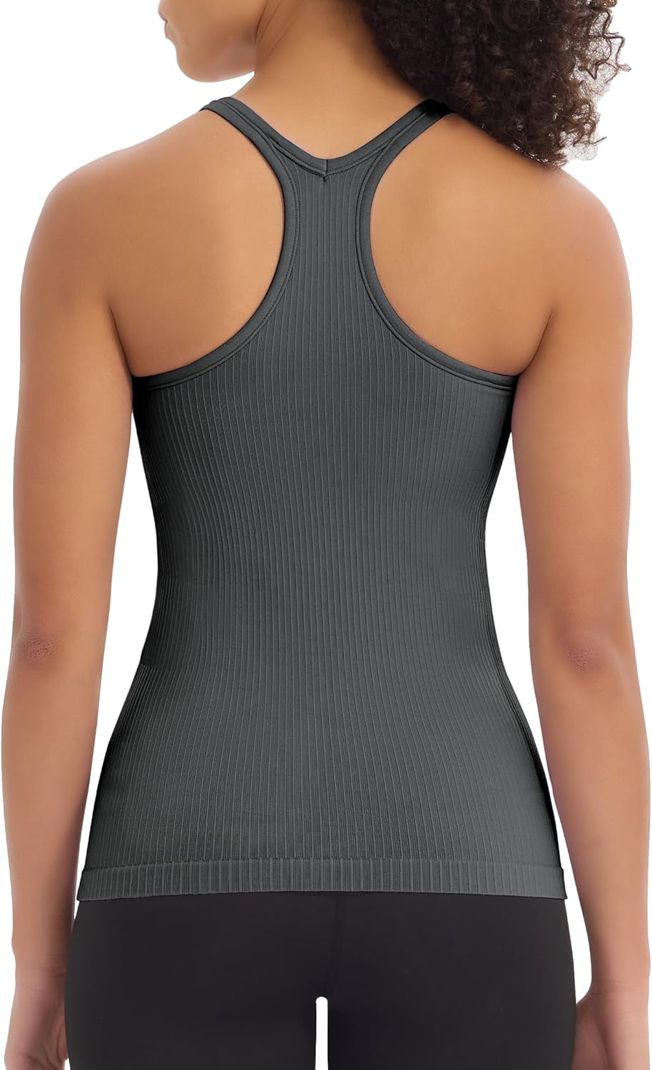 3 Pack Workout Tank Tops for Women with Built in Bra Ribbed Seamless Racerback Athletic Running Gym Yoga Tops