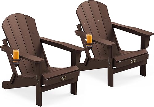 Vista 57 de SERWALL Juego de 2 sillas plegables Adirondack para patio, jardín, exteriores, fogata, color azul marino Zafiro