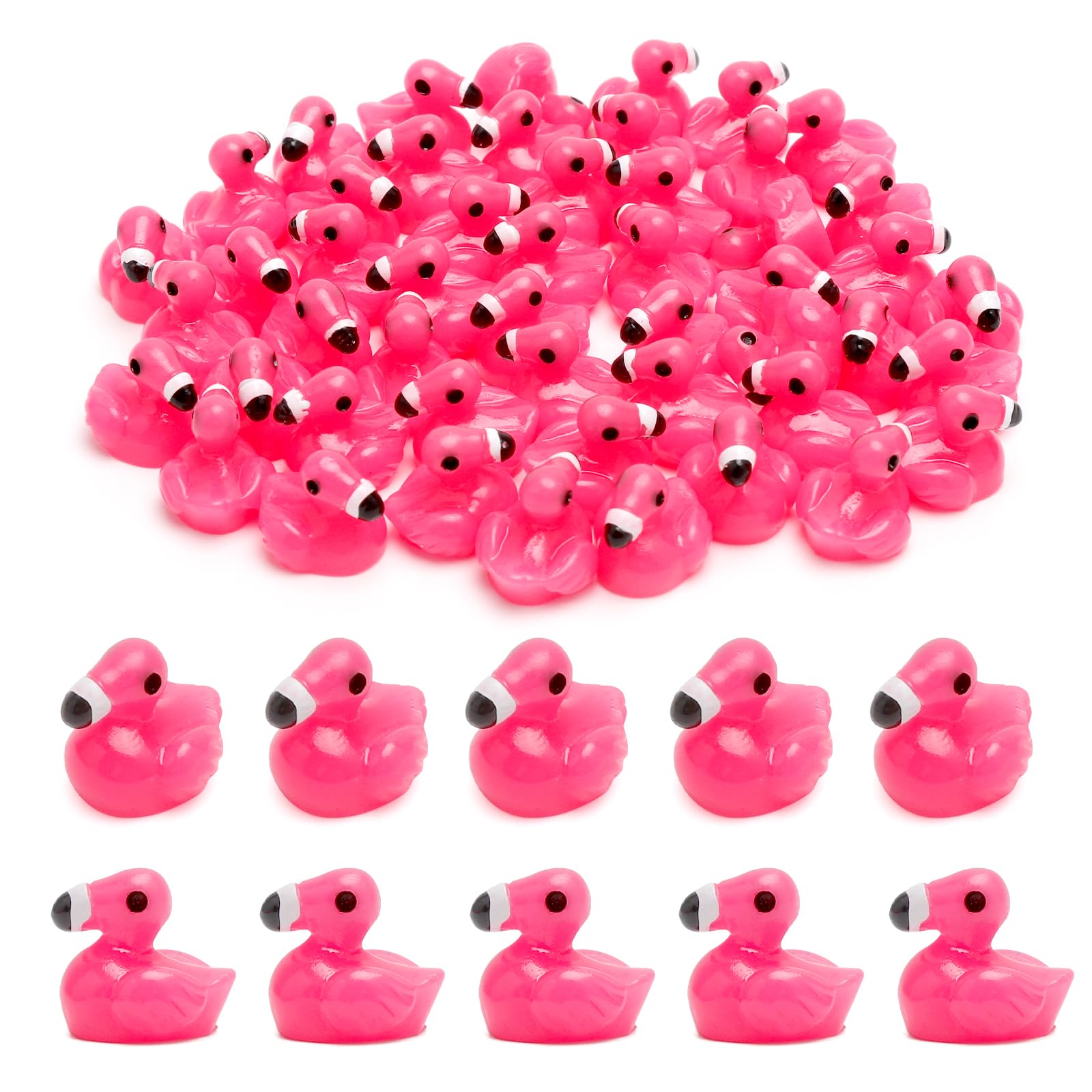50 mini patos de flamenco de resina, mini figuras de flamenco de resina, pequeñas figuras de flamenco rojo rosado, decoración de flamenco rosa, figuras de animales de flamenco, pequeñas figuras de