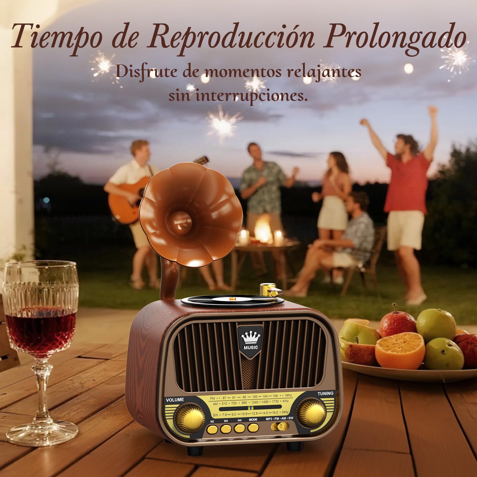 PRUNUS J-190 FM/Am/SW Radio Vintage Retro, Radio Portatil Pequeña Recargable de 1800mAh, Transistor Radios Excelente Recepción, Altavoz de 5W | Bluetooth 6.0 | USB/TF/AUX | Regalos Navidad