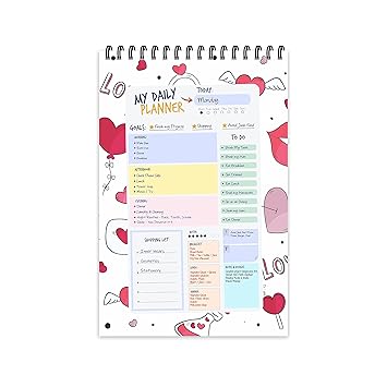 Love Hearts Theme Daily Planner Diary (A5 Size - 8.5