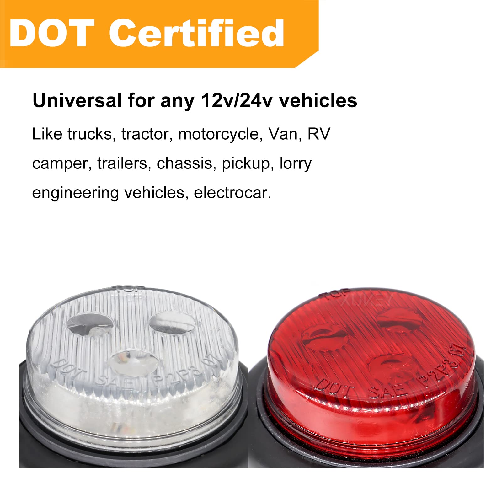 AUTOXBERT 2pcs Ellbogen Begrenzungsleuchten Positionsleuchten 12-30V Markierungsleuchten Wasserdichte LED Seitenmarkierungsleuchten Doppelseitiges Warnlicht Weiß/rot Für LKW PKW KFZ Anhänger