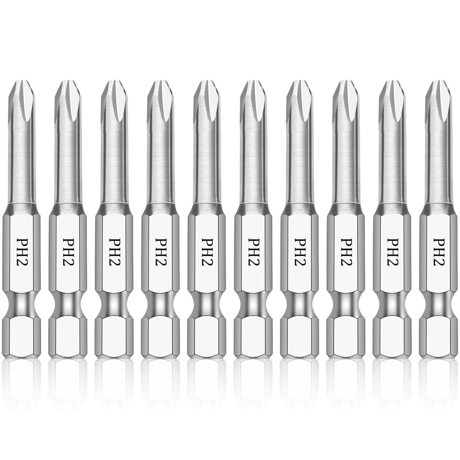 Sponsored Ad - Phillips #2 Bit Set(10-Pack 2 Inch), 1/4 Inch Hex Shank S2 Steel Magnetic PH2 Screwdriver Power Bits