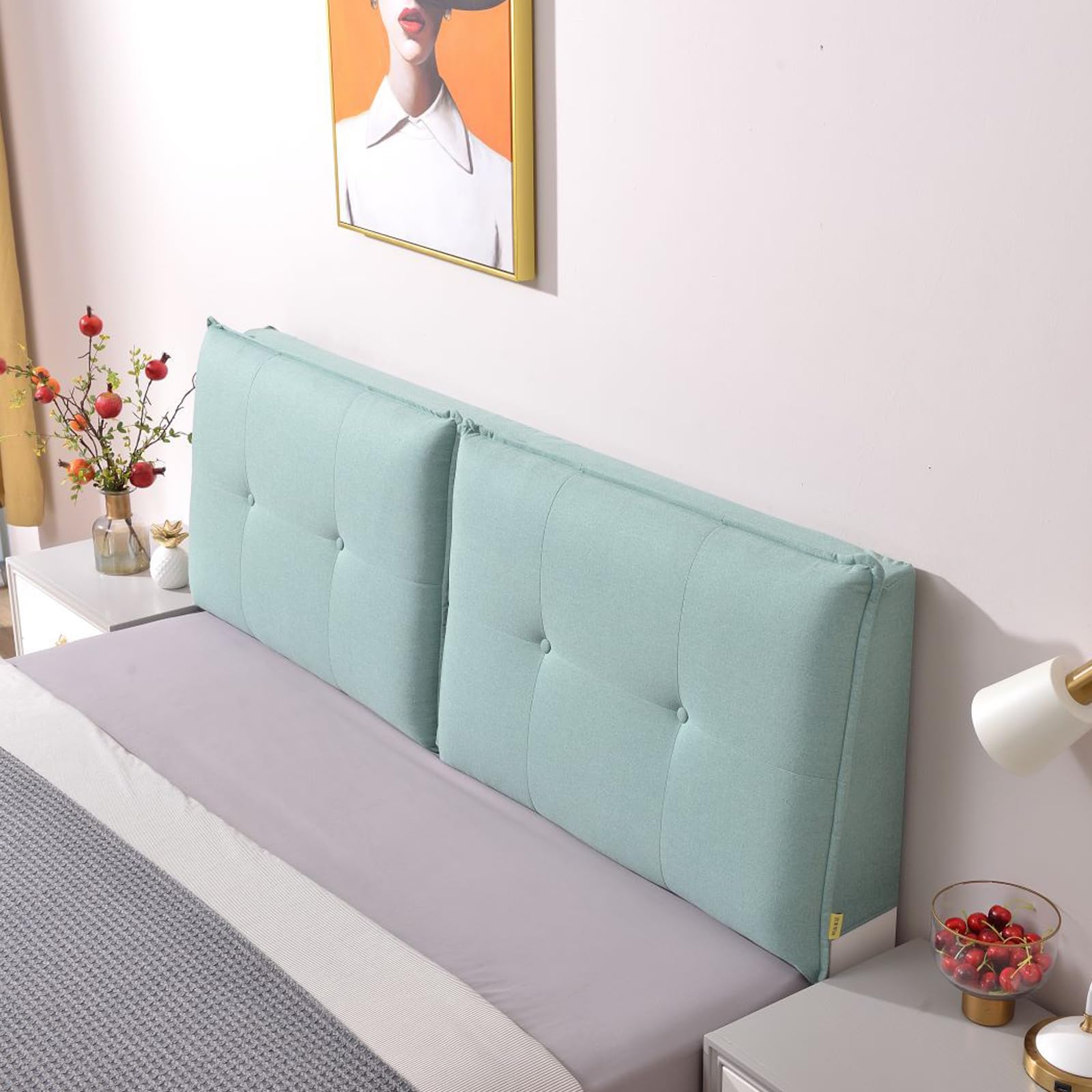 Cuscini per Testiera Letto Matrimoniale/Singolo 90/140/160/170 Copertura Testata Letto 10cm Imbottita Cuscino da Lettura Sfoderabile Anticollisione Fodera/Copri Schienale Spalliera(135X60X10cm,Beige A