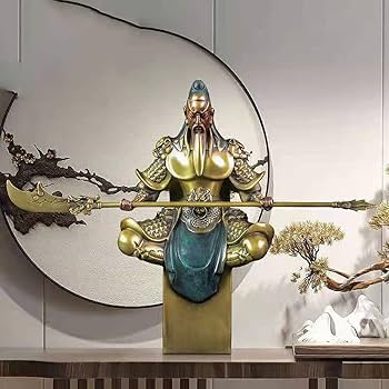 定番 銅 風水改運中心 算盤&関羽様 三国志 彫刻 風水 古美術 開運 金