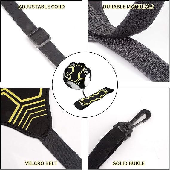 Football Training Equipment – Kick Trainer with Adjustable Belt, 12 Football Cones, Solo Practice Aid for Boys & Adults, Elastic Ball Holder for Ball Size 3/4/5