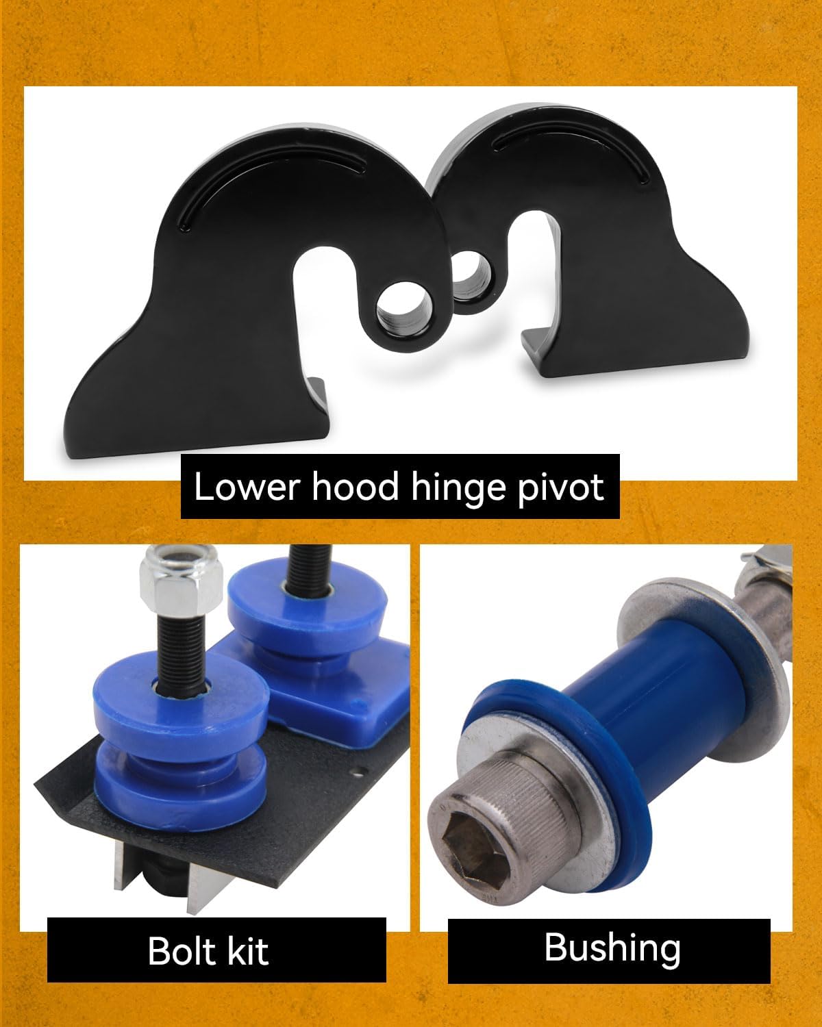 Lower Hood Pivot Kit & Engine Hood Hinge Pivot Bolt Kit for Peterbilt 377 378 379
