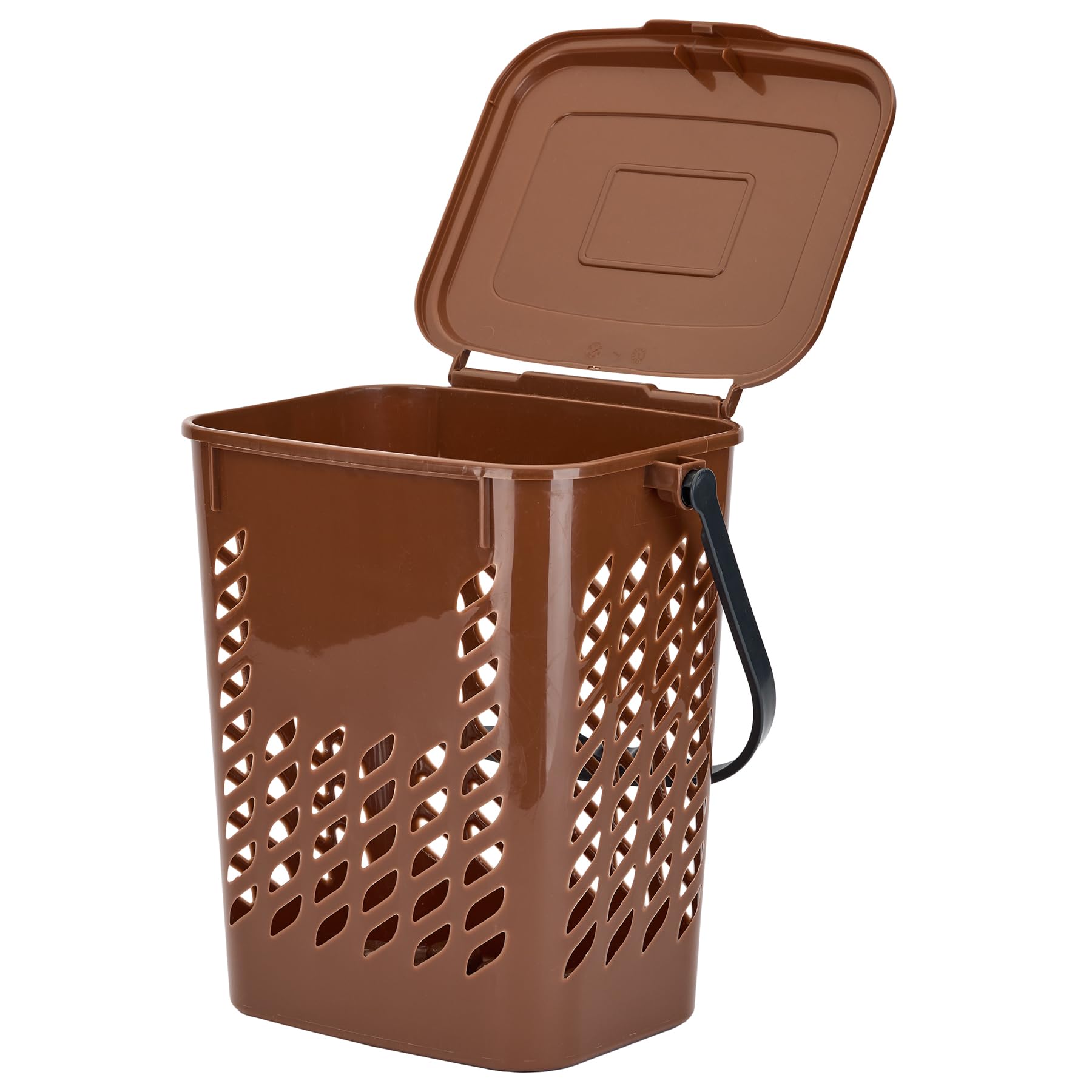 JE CHERCHE UNE IDEE - ME0021 Poubelle à Compost - Seau Perforé Avec Couvercle - Conçu Pour Déchets Organiques - Capacité 8L - Anse De Transport - Fermeture à Clapet - Panier