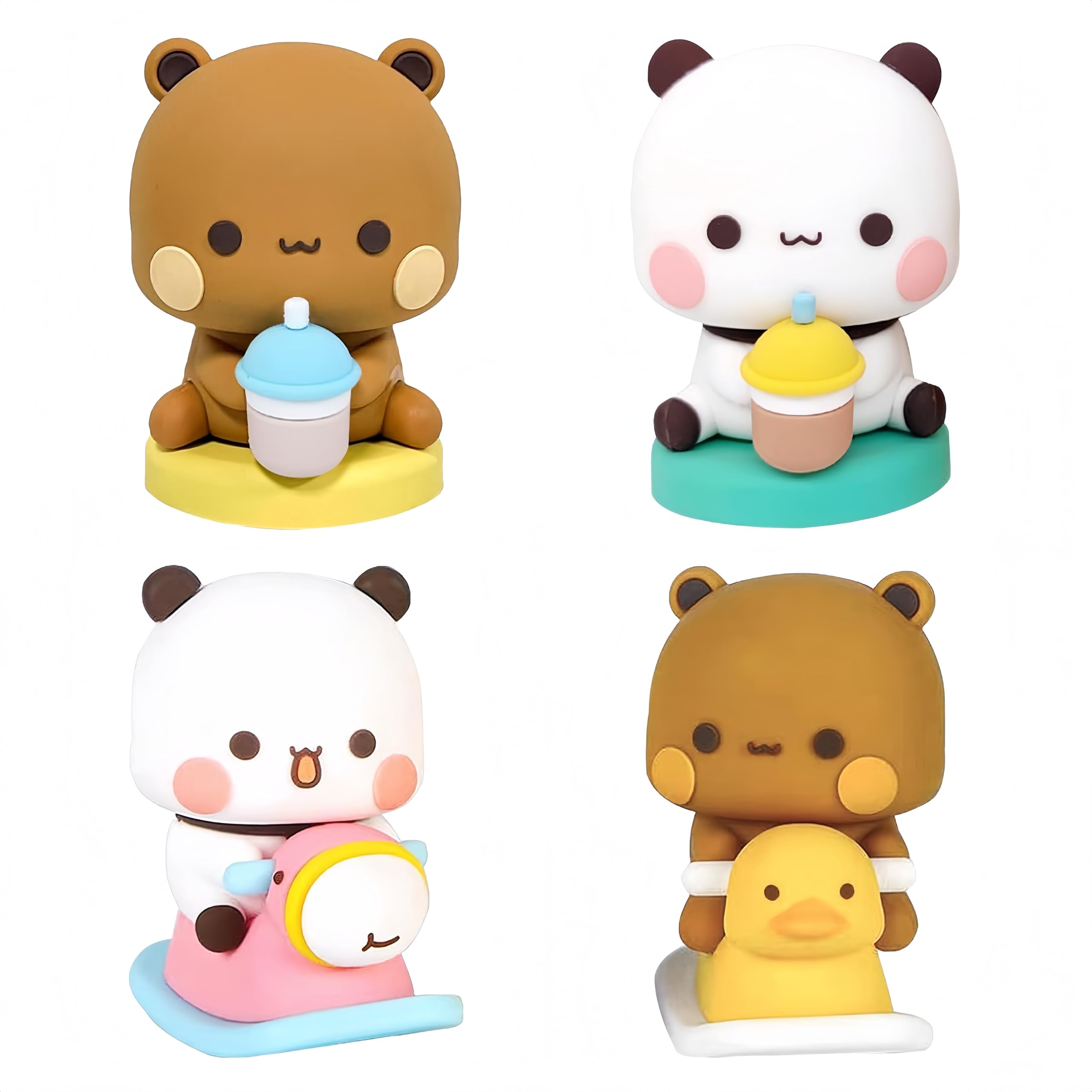 Bubu Dudu 4 Pezzi Testa Fluttuante Decorazione Cruscotto Auto PVC Morbido Figurine Animali Dolci