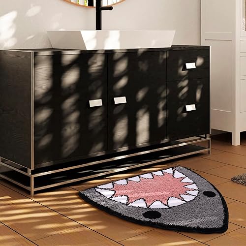 Miniatura 5 de TRUEDAYS Alfombra de baño con forma de tiburón, antideslizante, extra suave y absorbente, alfombra de baño de microfibra para baño, bañera y ducha,