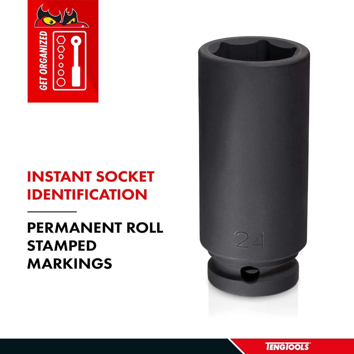 Teng Tools 10MM 3/8 Inch Drive ANSI 6 Point Metric Deep Chrome Molybdenum Impact Socket | Mechanic Tool | Hand Tool - 980610-C