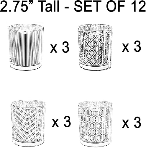 Miniatura 4 de Seraphic Portavelas votivas de vidrio a granel para centro de mesa decoración de boda, dorado, 2.75 pulgadas de alto, juego de 12