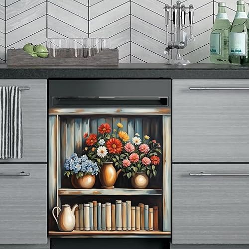 Miniatura 2 de Rustic Farm Artwork - Calcomanía de vinilo magnética retro para lavavajillas, estante de libros y flores, decoración de cocina, calcomanías de
