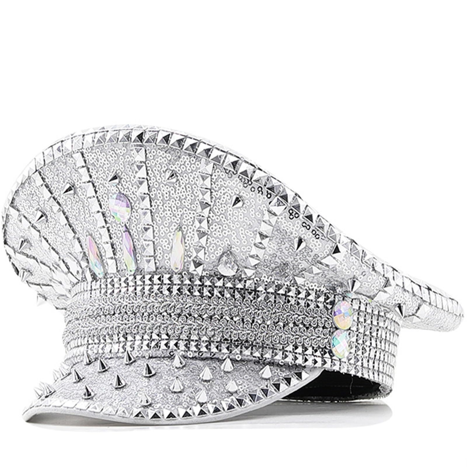 Chapeau haut-de-forme marin avec rivets cloutés à gros bords pour jeunes adultes fête à thème musique festival séance photo accessoires fête