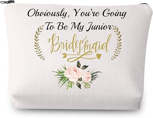 Miniatura 7 de Regalos de propuesta de dama de honor junior, Obviamente vas a ser mi dama de honor junior, bolsa de maquillaje cosmético para dama de honor, bolsa
