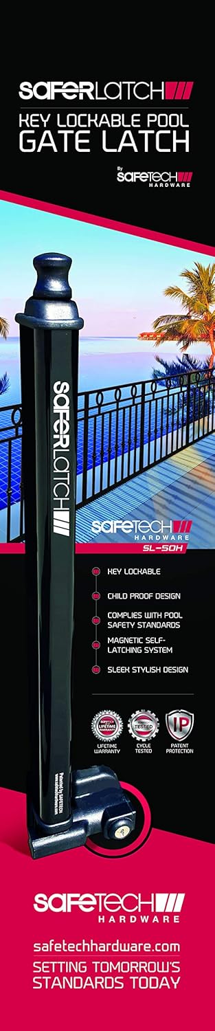 🔥 Flash Sale Safetech SL-50 Magnetic Gate Latch - Swimming Pool Gate Lock - Magnetic Top Pull Gate Latch - Garden and Various Gates Security Lock for Kids & Pet Safety - Self Closing and Self Latching Gate Latch