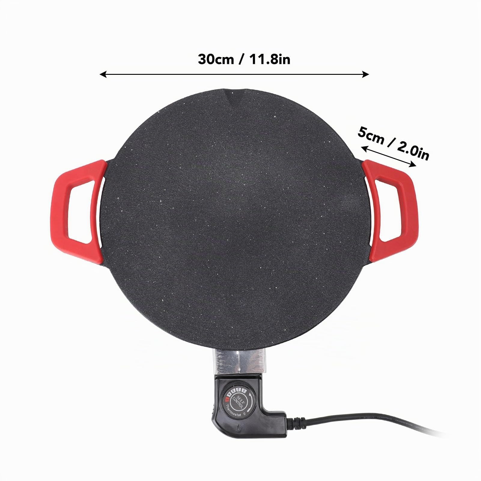 Plaque de Cuisson électrique de 11,8 Pouces, Plaque de Cuisson pour Barbecue électrique Antiadhésive sans Fumée avec Contrôle de Température Réglable, Crêpière pour Injera, Lefse