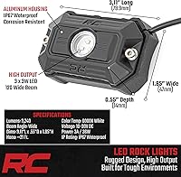 Vista 3 de Rough Country Cápsulas de Luz LED Deluxe para Rocas con Kit de Montaje 4 Cápsulas - 70980, Blanco